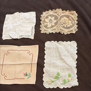 Elegant Lace and Embroidered vintage napkins cocktail